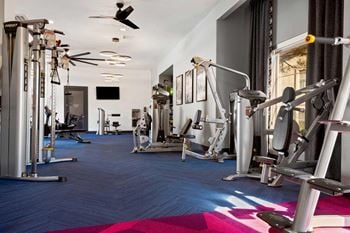 24-Hour fitness center with cardio and weight training equipment